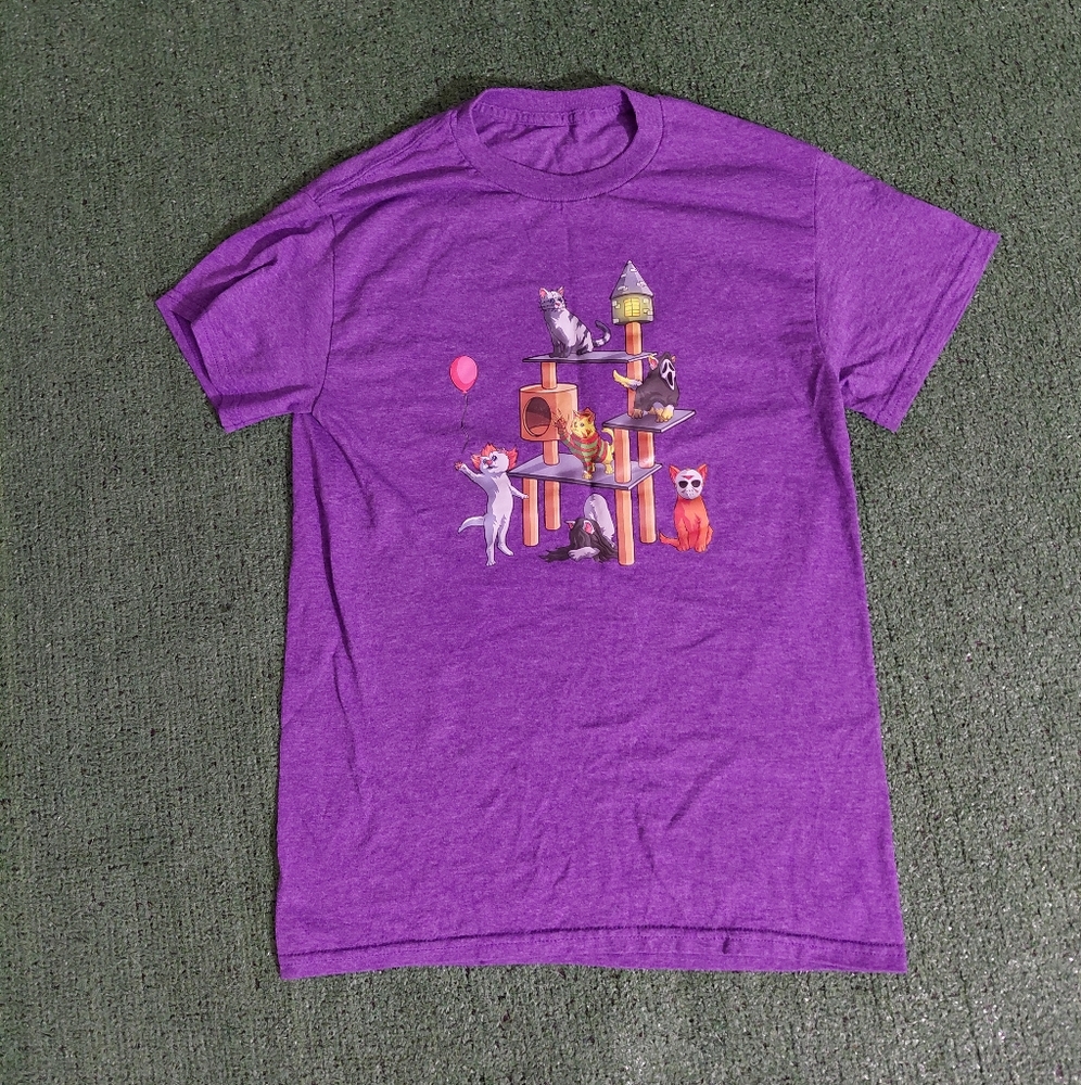 Womens Cat Tree Horror Halloween Themed T Shirt Size Medium